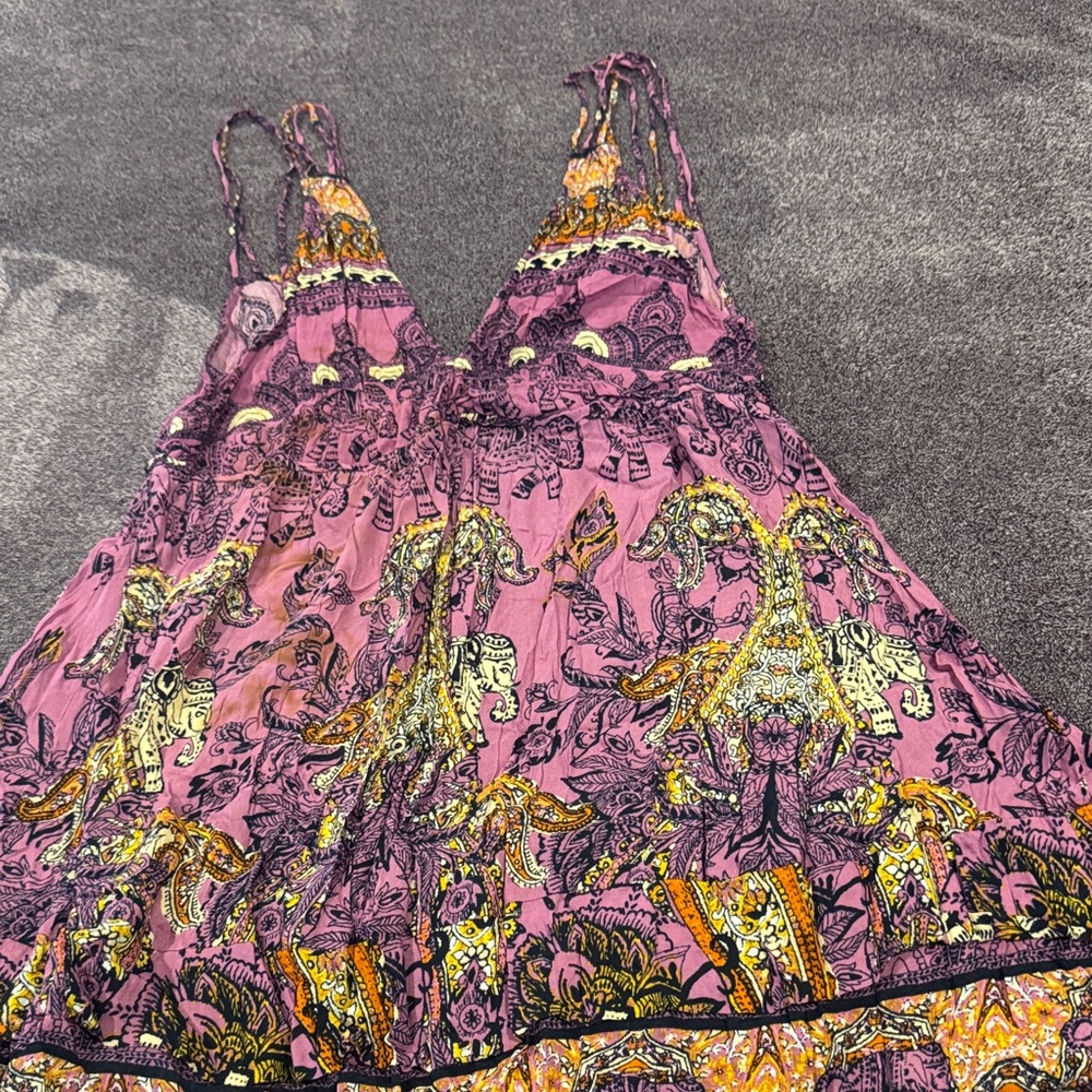 Free People Purple and Black Patterned Dress